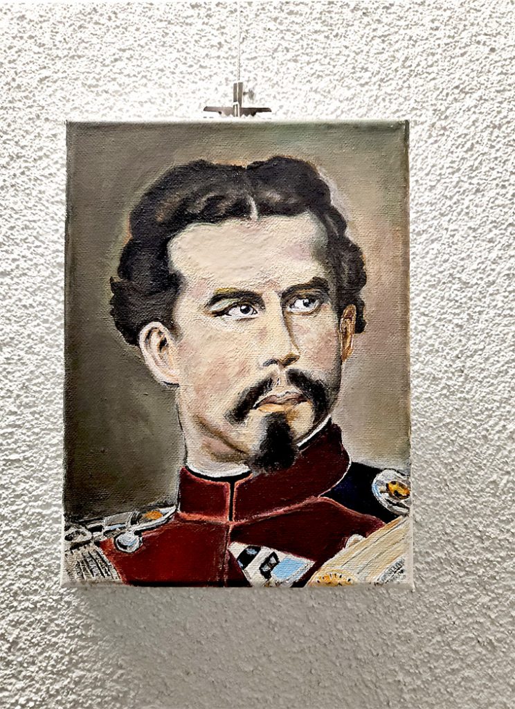 Ausstellung Viktor Art: Portrait eines bulgarischen Freiheitskämpfers, Acryl auf Leinwand